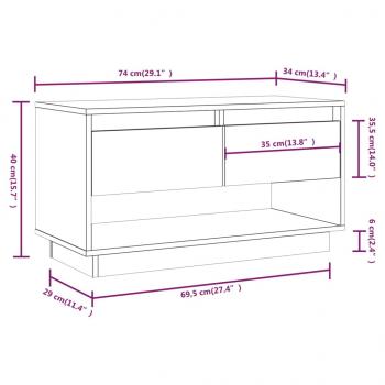 TV-Schrank Weiß 74x34x40 cm Massivholz Kiefer