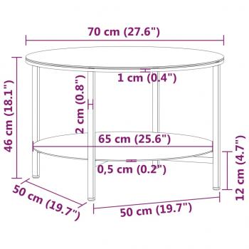 Beistelltisch Schwarz und Schwarze Marmor-Optik 70 cm Hartglas