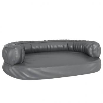 Hundebett Ergonomisch Schaumstoff Grau 88x65 cm Kunstleder