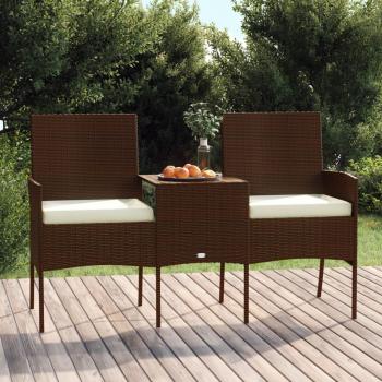 ARDEBO.de - 2-Sitzer Gartensofa mit Teetisch Poly Rattan Braun