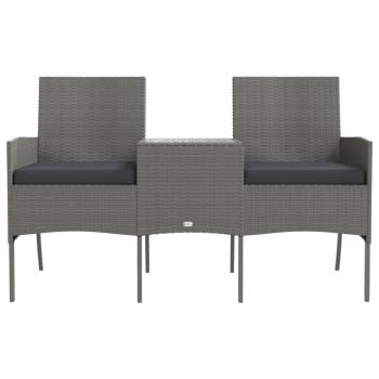 2-Sitzer-Gartensofa mit Teetisch Poly Rattan Anthrazit