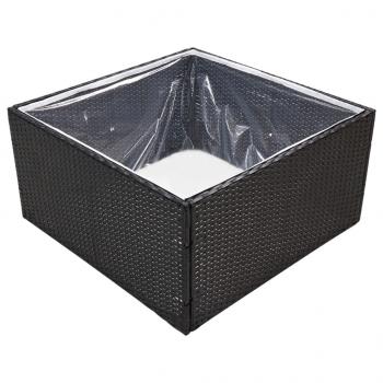 Pflanzkübel Schwarz 80x80x40 cm Poly Rattan