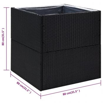 Pflanzkübel Schwarz 80x80x80 cm Poly Rattan