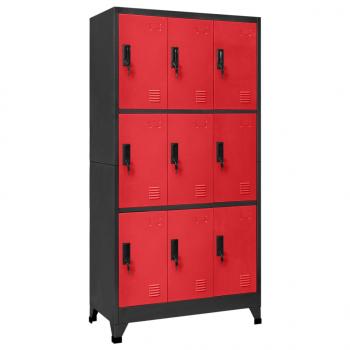 ARDEBO.de - Schließfachschrank Anthrazit und Rot 90x45x180 cm Stahl