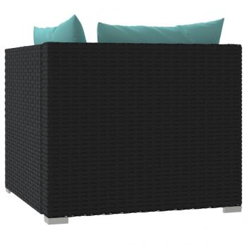 2-Sitzer-Sofa mit Kissen Schwarz Poly Rattan