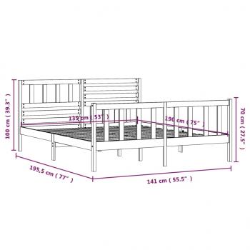 Massivholzbett Schwarz 135x190 cm