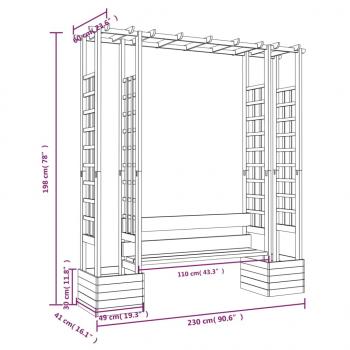 Garten-Pergola mit Bank & Pflanzkübeln Kiefernholz Imprägniert