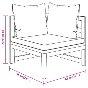 3-tlg. Garten-Lounge-Set mit Dunkelgrauen Kissen Massivholz Akazie