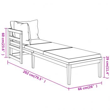 3-tlg. Garten-Lounge-Set mit Dunkelgrauen Kissen Massivholz Akazie