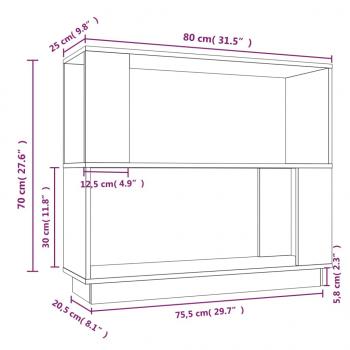 Bücherregal/Raumteiler Honigbraun 80x25x70 cm Massivholz