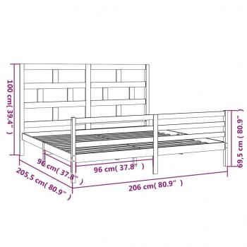 Massivholzbett Schwarz Kiefer 200x200 cm