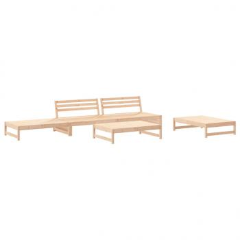 5-tlg. Garten-Lounge-Set mit Kissen Massivholz