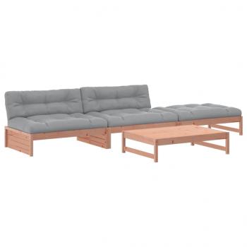 4-tlg. Garten-Lounge-Set mit Kissen Massivholz Douglasie