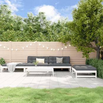 ARDEBO.de - 5-tlg. Garten-Lounge-Set mit Kissen Weiß Massivholz