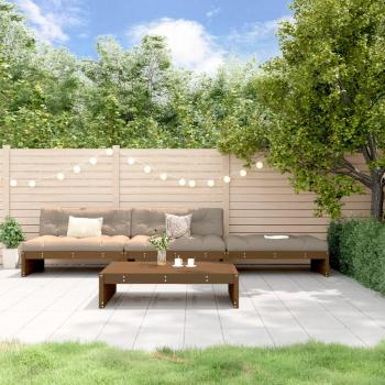 ARDEBO.de - 4-tlg. Garten-Lounge-Set mit Kissen Honigbraun Massivholz