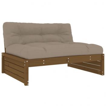 4-tlg. Garten-Lounge-Set mit Kissen Honigbraun Massivholz