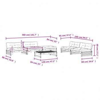 6-tlg. Garten-Lounge-Set mit Kissen Imprägniertes Kiefernholz