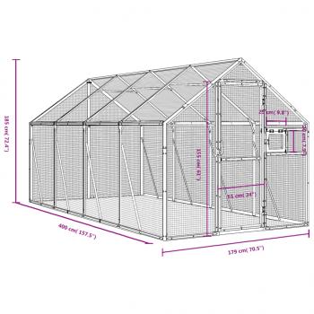 Voliere Anthrazit 1,79x4x1,85 m Aluminium