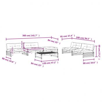 6-tlg. Garten-Lounge-Set mit Kissen Massivholz Douglasie