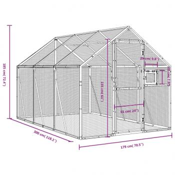 Voliere Anthrazit 1,79x3x1,85 m Aluminium