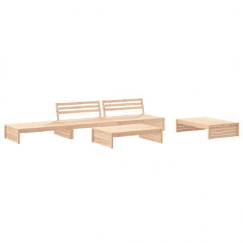 5-tlg. Garten-Lounge-Set mit Kissen Massivholz