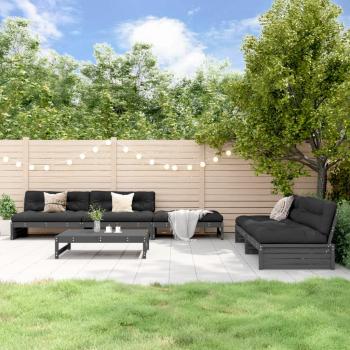 ARDEBO.de - 6-tlg. Garten-Lounge-Set mit Kissen Grau Massivholz