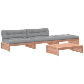 4-tlg. Garten-Lounge-Set mit Kissen Massivholz Douglasie