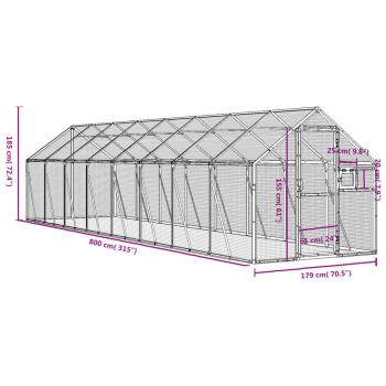 Voliere Anthrazit 1,79x8x1,85 m Aluminium