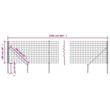 Maschendrahtzaun mit Bodenhülsen Grün 1x25 m