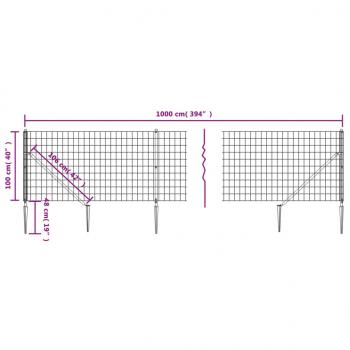 Maschendrahtzaun mit Bodenhülsen Anthrazit 1x10 m