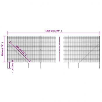 Maschendrahtzaun mit Bodenhülsen Grün 2x10 m