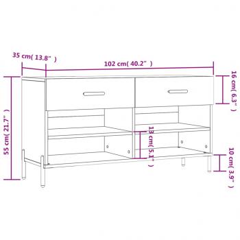 Schuhbank Hochglanz-Weiß 102x35x55 cm Holzwerkstoff