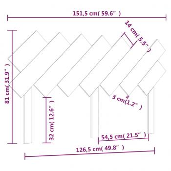 Bett-Kopfteil Grau 151,5x3x81 cm Massivholz Kiefer