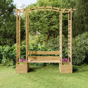 ARDEBO.de - Garten-Pergola mit Bank & Pflanzkübeln Kiefernholz Imprägniert