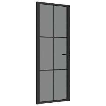 Innentür 76x201,5 cm Schwarz ESG-Glas und Aluminium