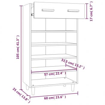 Schuhschrank Hochglanz-Weiß 60x35x105 cm Holzwerkstoff