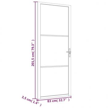 Innentür 83x201,5 cm Schwarz Mattglas und Aluminium