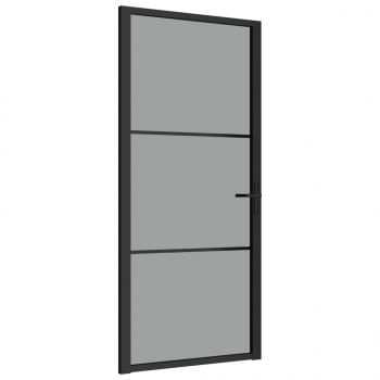 Innentür 93x201,5 cm Schwarz ESG-Glas und Aluminium