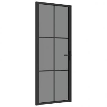 Innentür 83x201,5 cm Schwarz ESG-Glas und Aluminium