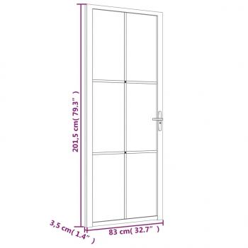 Innentür 83x201,5 cm Schwarz ESG-Glas und Aluminium