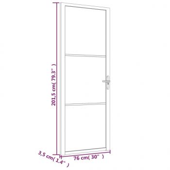 Innentür 76x201,5 cm Weiß ESG-Glas und Aluminium