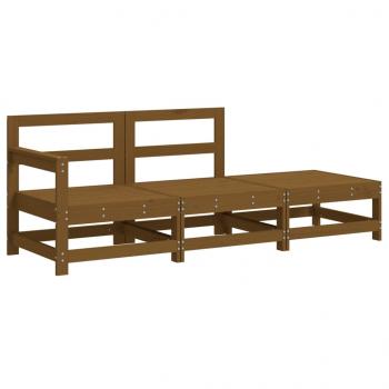 3-tlg. Garten-Lounge-Set mit Kissen Honigbraun Massivholz