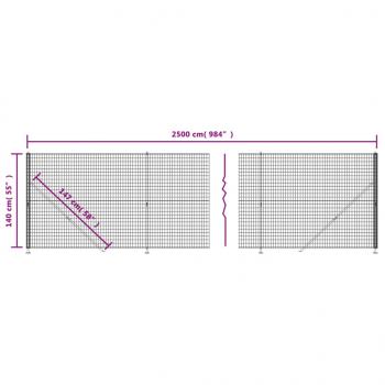 Maschendrahtzaun mit Bodenflansch Anthrazit 1,4x25 m