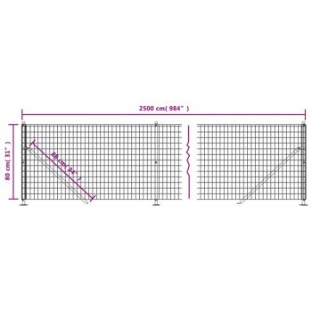 Maschendrahtzaun mit Bodenflansch Anthrazit 0,8x25 m