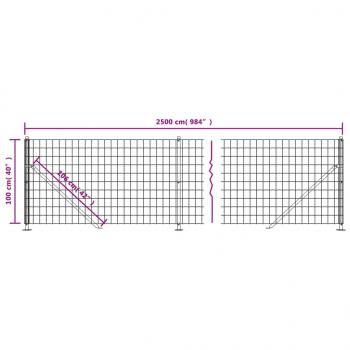 Maschendrahtzaun mit Bodenflansch Anthrazit 1x25 m