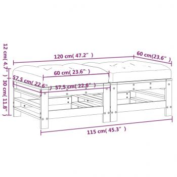 Gartenhocker mit Kissen 2 Stk. Massivholz Douglasie