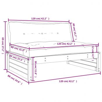 Mittelsofa 120x80 cm Massivholz Douglasie