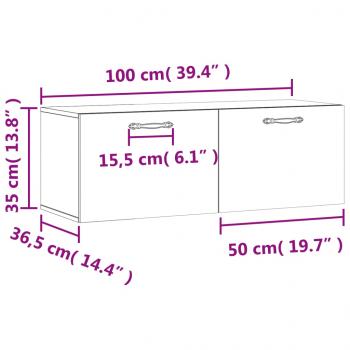 Wandschrank Hochglanz-Weiß 100x36,5x35 cm Holzwerkstoff