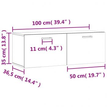 Wandschrank Schwarz 100x36,5x35 cm Holzwerkstoff