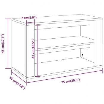 Schuhregal Betongrau 75x35x45 cm Holzwerkstoff